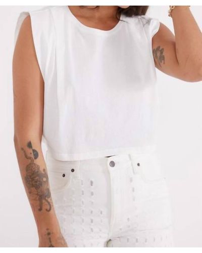 eTica Pleated Muscle Tee - White