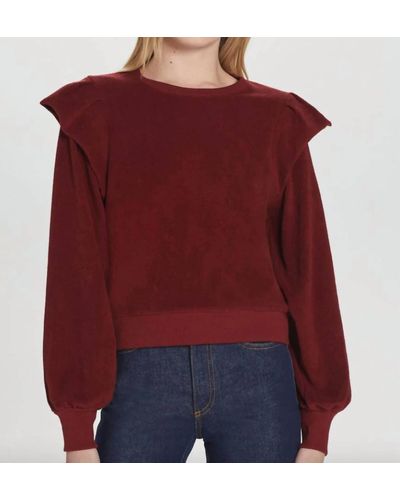 Goldie Ruffle Shoulder Sweatshirt - Red
