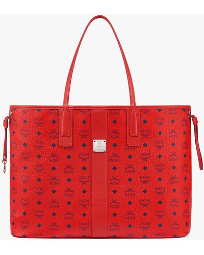 Mcm red top reversible bag