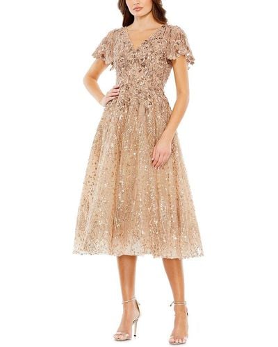 Mac Duggal Embellished Butterfly Fit And Flare Dress - Natural