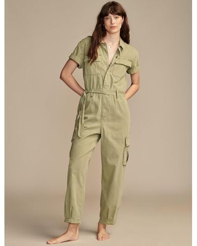 Lucky Brand Garment Dyed Short Sleeve Utility Jumpsuit - Natural
