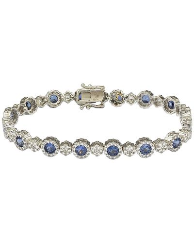 Suzy Levian Sterling Silver Sapphire And Diamond Accent Bracelet - Blue