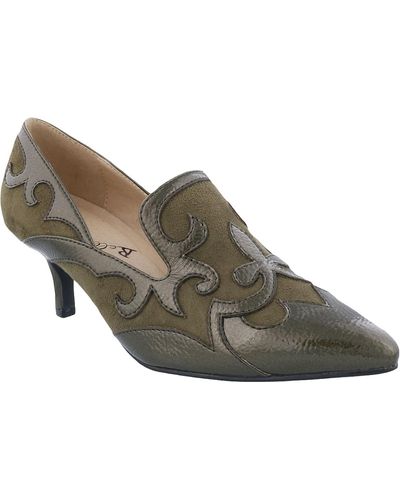 Bellini Bengal Faux Suede Pointed Toe Loafer Heels - Brown