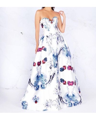 Mac Duggal Printed Ball Gown - Blue