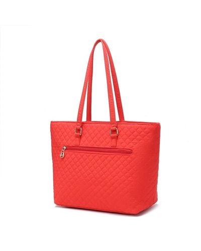 MKF Collection by Mia K Hallie Solid Quilted Cotton Tote Bag By Mia K. - Red