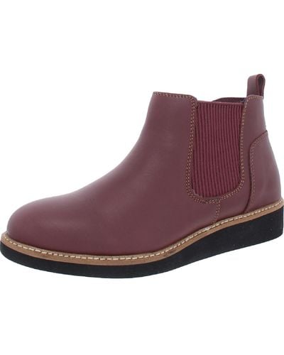 Softwalk Wildwood Leather Ankle Chelsea Boots - Purple