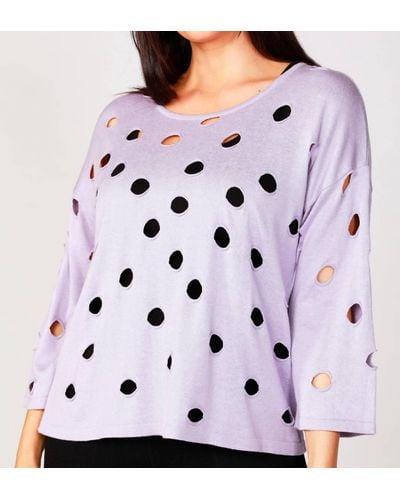 French Kyss Solid Holey Crew Top - Purple