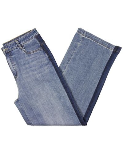 Gracia High Rise Two Tone Wide Leg Jeans - Blue