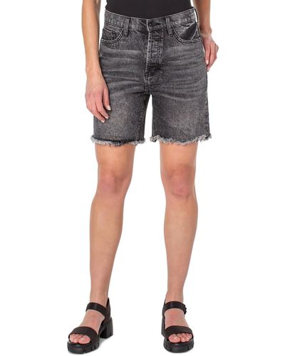 Earnest Sewn Faded Mini Denim Shorts - Gray