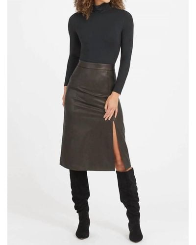 Spanx Leather Like Midi Skirt - Black