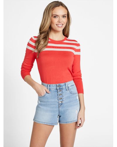 Guess Factory Lavinia Rhinestone Sweater - Red