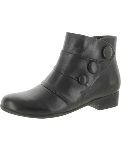 Trotters Mila Leather Button Ankle Boots - Gray