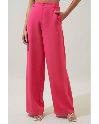 Sugarlips Big Boss Energy High Waist Wide Leg Trouser - Red