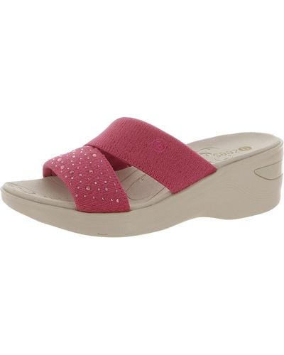 Bzees Dynasty Bright Metallic Embellished Wedge Sandals - Pink