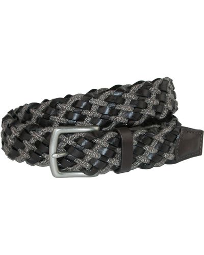 CrookhornDavis Cashmere Cord And Como Leather Braided Belt - Black
