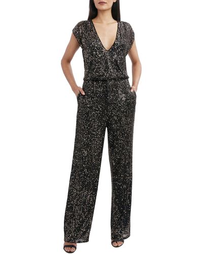 BCBGMAXAZRIA Sequined Evening Jumpsuit - Black