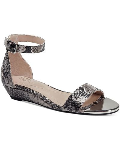 Alfani Tiresa Snake Ankle Strap Wedge Sandals - Metallic