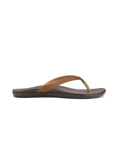 Olukai Ho'opio Leather Sandal In Sahara/dark Java - Brown