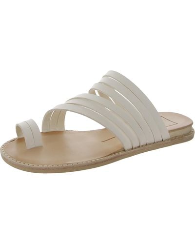 Dolce Vita Nelly Leather Slip On Flat Sandals - White