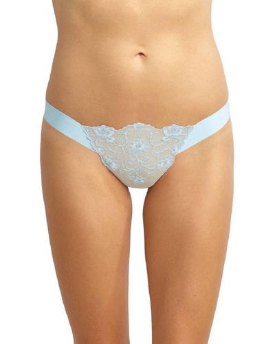 Commando Crown Embroidered Thong Panty - Blue