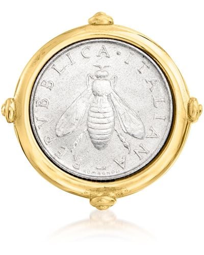 Ross-Simons Italian 18kt Gold Over Sterling 2-lira Bee Coin Ring - Metallic