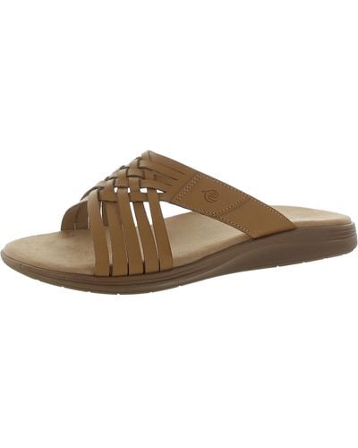Easy Spirit Seeley Faux Leather Woven Slide Sandals - Brown