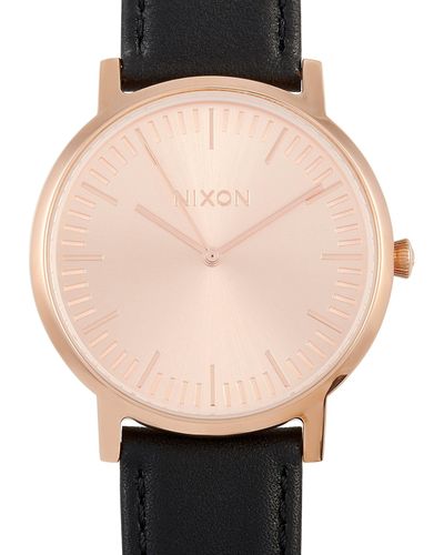 Nixon Porter Leather All Rose Gold/ 40mm Stainless Steel Watch A1058-1932 - Pink
