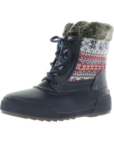 Easy Spirit Ice Queen Faux Fur Trim Cold Weather Winter & Snow Boots - Blue