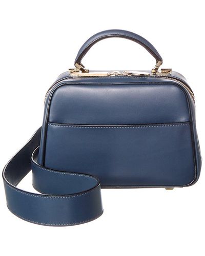 Valextra Serie S Small Leather Shoulder Bag - Blue