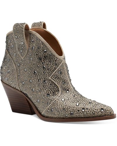 Jessica Simpson Zadie 2 Pull On Pointed Toe Cowboy, Western Boots - Gray