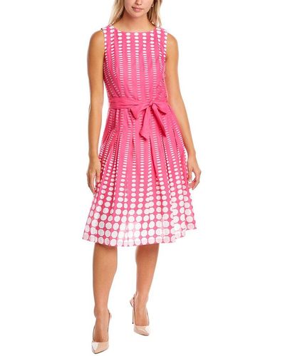 Anne Klein Tie Waist A-line Dress - Pink