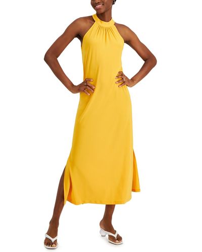 BarIII Solid Polyester Maxi Dress - Yellow