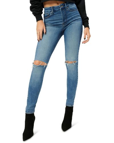 GOOD AMERICAN Good Legs Distressed Stretch Ankle Jeans - Blue