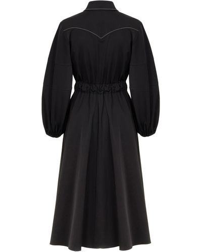 Nocturne Punto Stitched Midi Dress - Black
