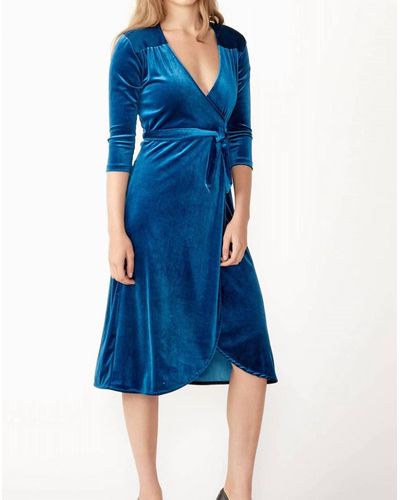 Cameo Body -con Velvet Wrap Dress - Blue