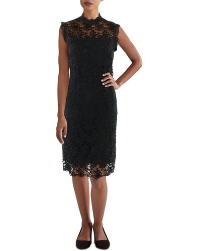 Nanette Lepore Lace Overlay Mock Neck Cocktail And Party Dress - Black