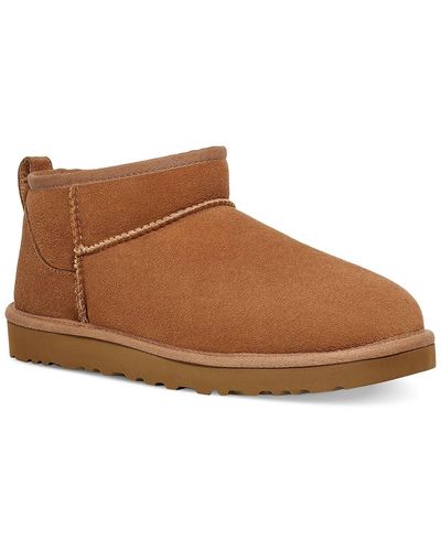 UGG Classic Ultra Mini Leather Cold Weather Chukka Boots - Brown