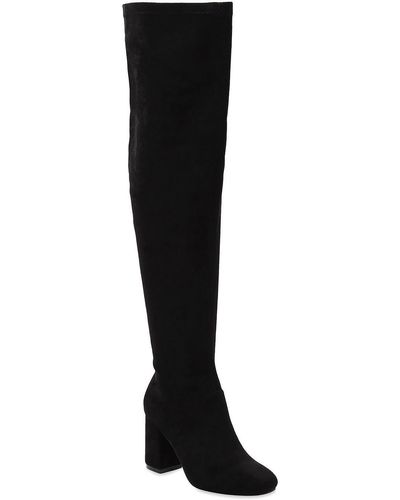 Kenneth Cole Justin Faux Suede Round Toe Over-the-knee Boots - Black