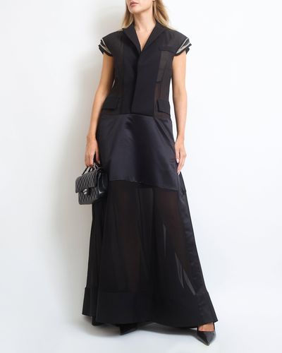 Sacai Patchwork Gown With - Black