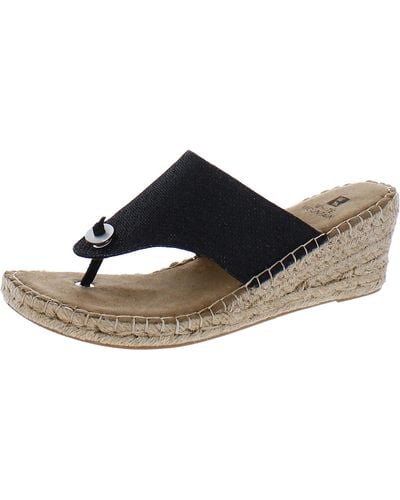 White Mountain Beachball Slip On Thong Wedge Sandals - Black