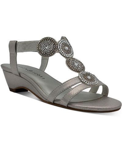 Karen Scott Catrinaa Faux Leather Embellished Evening Sandals - Metallic