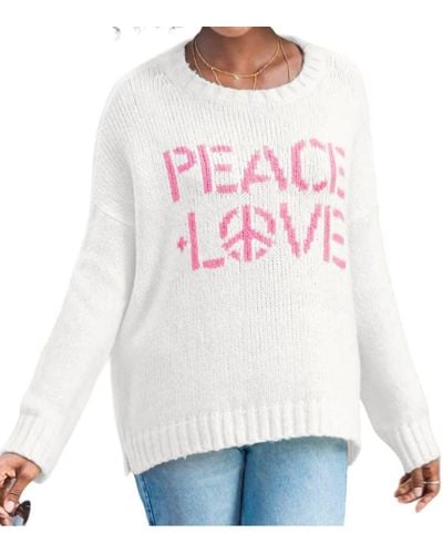 Wooden Ships Peace Love Crew Sweater - White