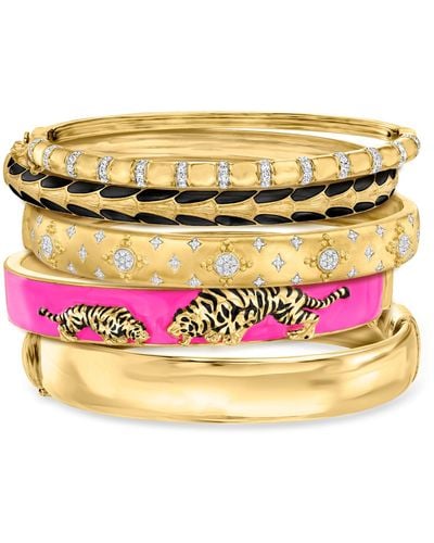 Ross-Simons "bright Stack" Of 5 Bangle Bracelets - Pink