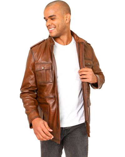 VELLAPAIS Vannesia Leather Jacket - Brown
