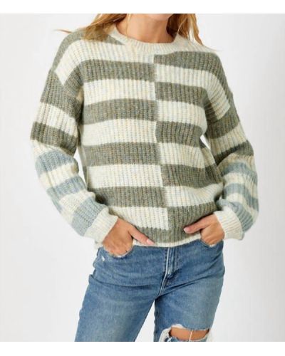 Mystree Stripe Round Neck Sweater - Natural