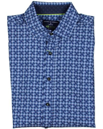 Society of Threads Houndstooth Wrinkle Free Button-down Shirt - Gray