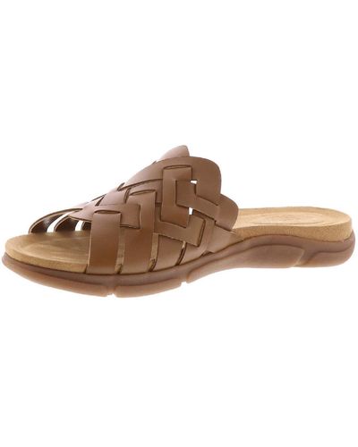 Easy Spirit Marsha Woven Leather Wedge Sandals - Brown