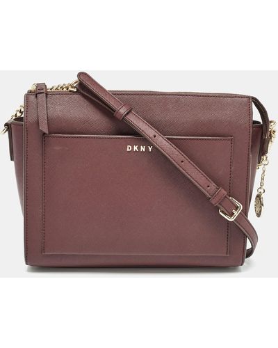 DKNY Brick Saffiano Leather Ava Crossbody Bag - Purple