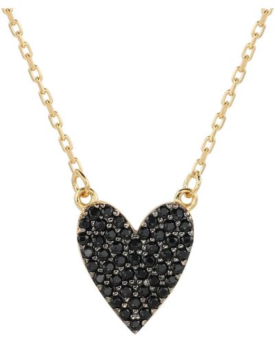 Suzy Levian Cubic Zirconia Golden Sterling Silver Heart Necklace - Black