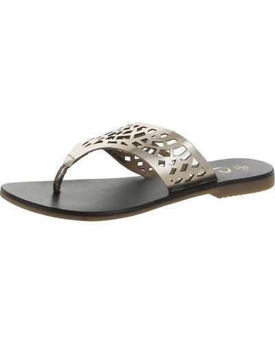 Callisto Daria Leather Slip On Thong Sandals - Metallic
